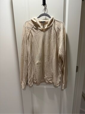 James Perse Men's Cream Crewneck Hooded Sweater